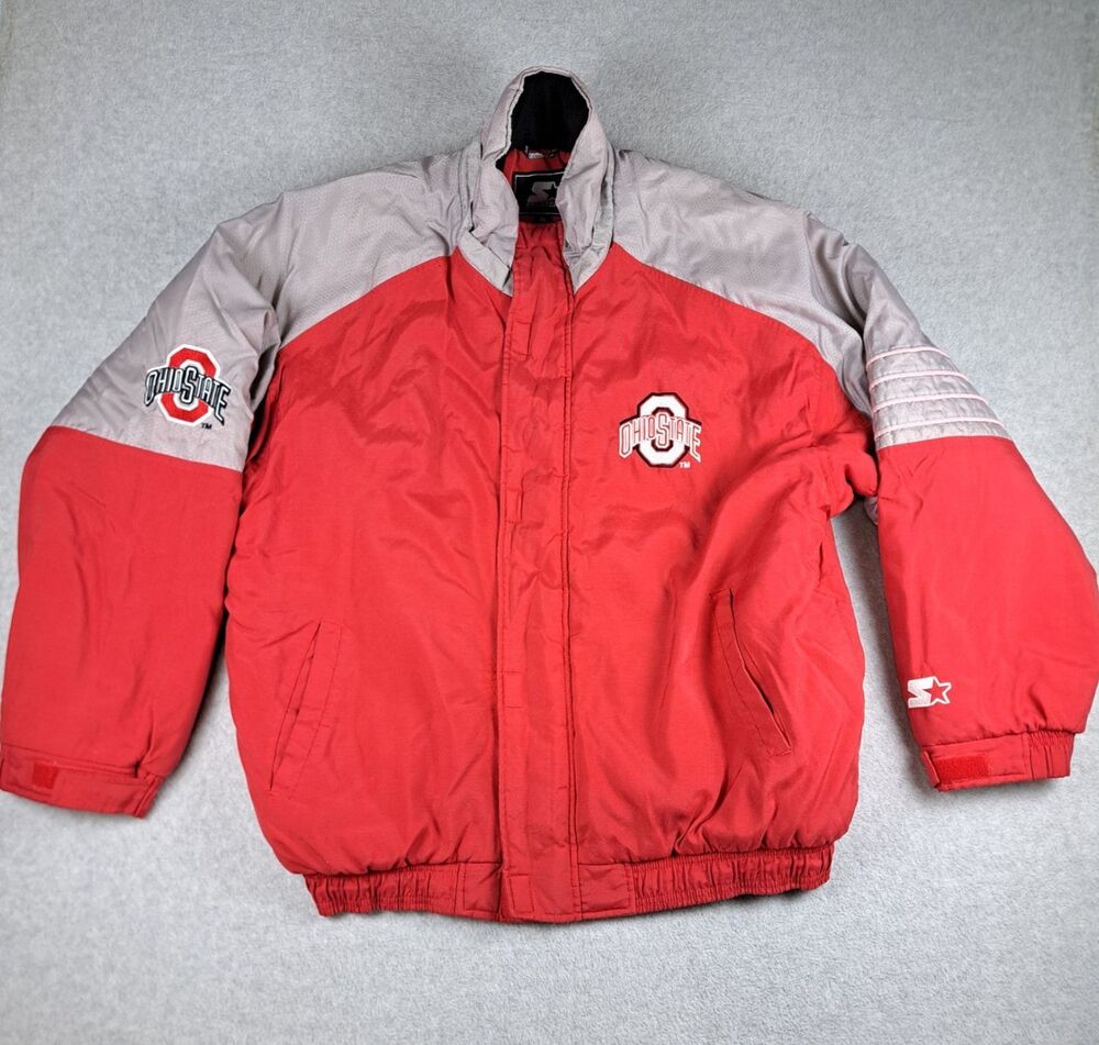 Vintage Ohio State Buckeyes Jacket Mens XL Starter Full Zip Puffer Coat NCAA 90s